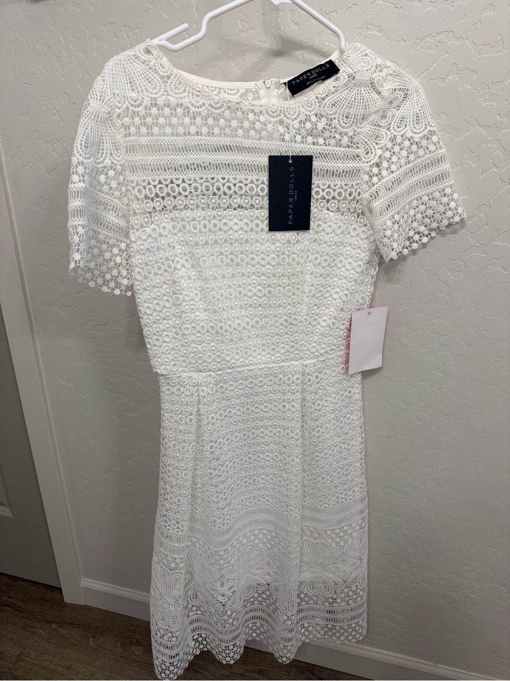 Paper doll London Ivory Crochet Fit & Flare Lace Dress